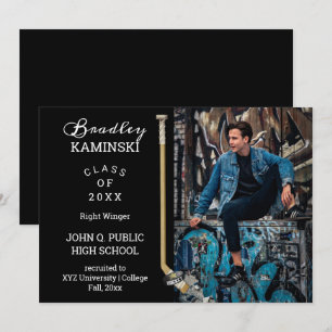 Anúncio de Foto de Formatura de Jogador de Hóquei