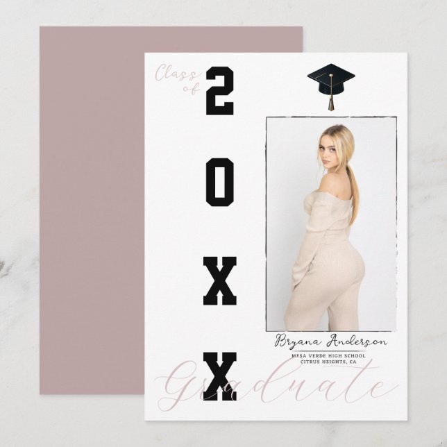 Anúncio de Foto de Formatura Rosa e Preto (Frente/Verso)