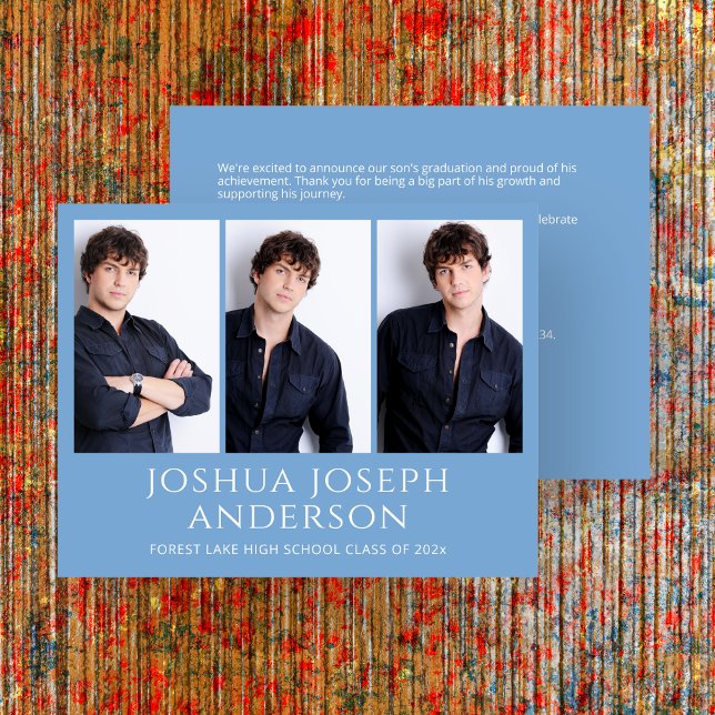 Anúncio de Foto de Graduação Azul Claro Refinado (Criador carregado)