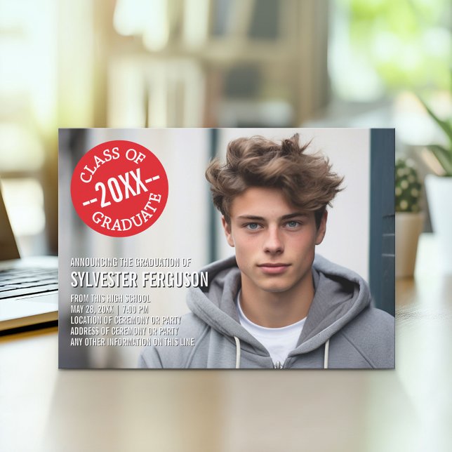 Anúncio de Foto de Graduação de Mod - Chevrons Ver (Modern Graduation Announcement and Party Invitation)