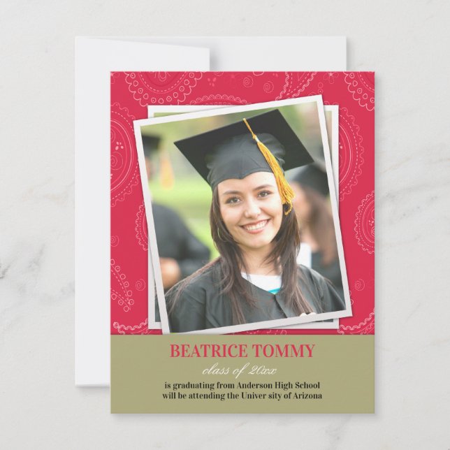 Anúncio de Foto de Graduação de Paisleys (Frente)