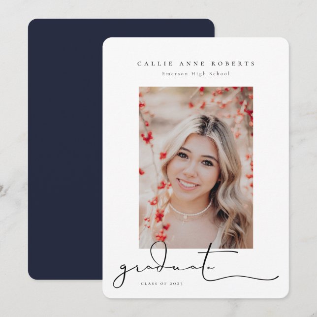 Anúncio de Foto de Graduação de Snapshot Script (Frente/Verso)