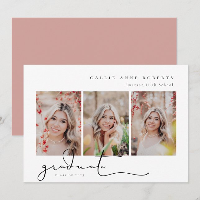 Anúncio de Foto de Graduação de Snapshot Script (Frente/Verso)