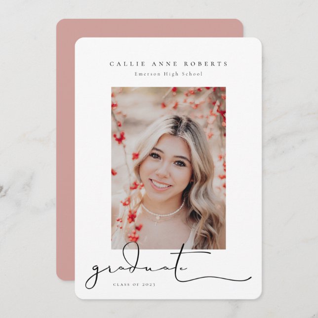 Anúncio de Foto de Graduação de Snapshot Script (Frente/Verso)