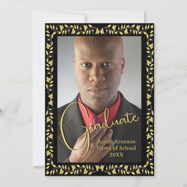 Anúncio de Foto de Graduação em Preto e Dourada Iv (Frente)