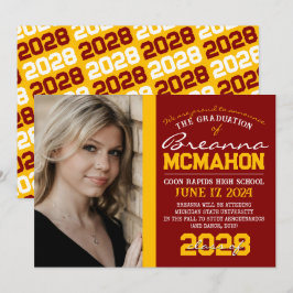 Anúncio de Foto de Graduação Maroon e Dourada