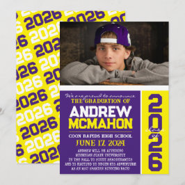 Anúncio de Foto de Graduação Púrpura e Amarela