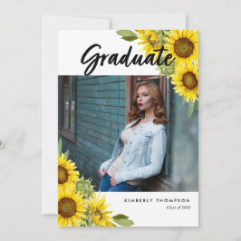 Anúncio de Foto de Graduação Script de Girassol