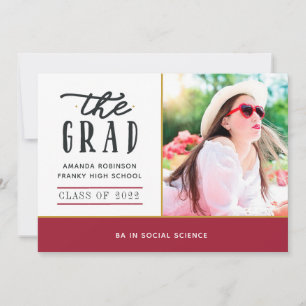 Anúncio de Foto de Graduação Vermelha e Dourada