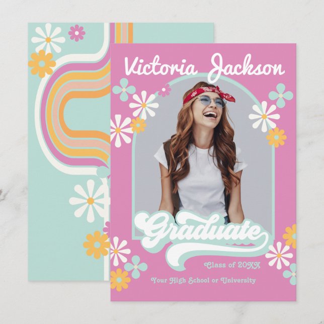 Anúncio de Foto de Graduado Hippie Retrô (Frente/Verso)