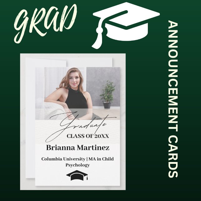 Anúncio de Foto de Gradução de Roteiro Simples Mod (CLASS OF 20XX GRADUATION ANNOUNCEMENT CARDS)