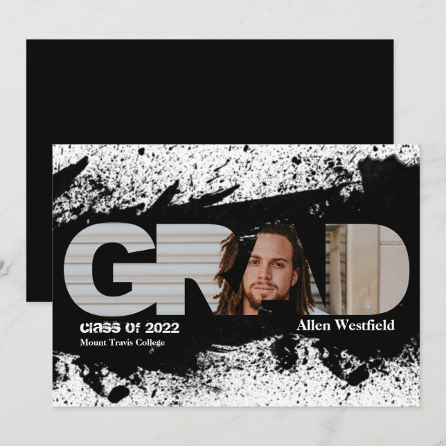 Anúncio de Foto de GRADUÇÃO Preto Funk Moderno (Frente/Verso)