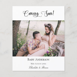 Anúncio de foto de gravidez chegando em breve