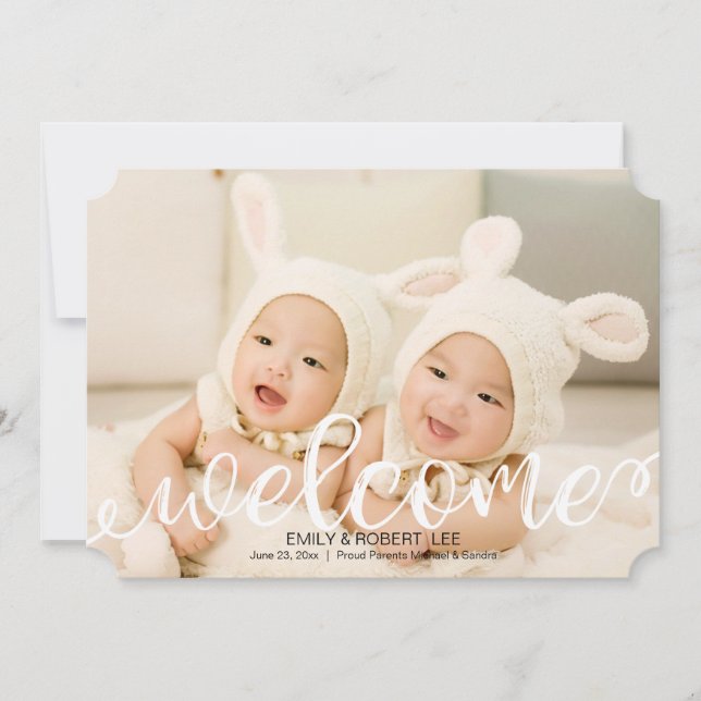 Anúncio de Foto de Nascimento de Bebê Escrito Manu (Frente)