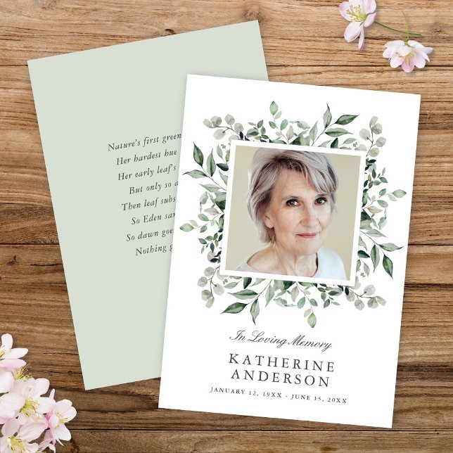 Anúncio de Foto do Elegante Greenery Memorial (Criador carregado)