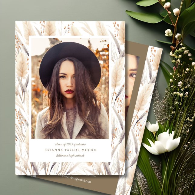 Anúncio de Foto do Formando Boho Pampas Grass (Criador carregado)