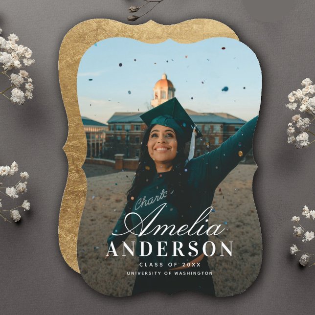 Anúncio de Foto do Formando de Script Chic Moderno (Criador carregado)