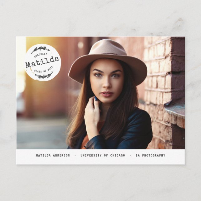 Anúncio de foto do formando moderno + convite do p (Frente)