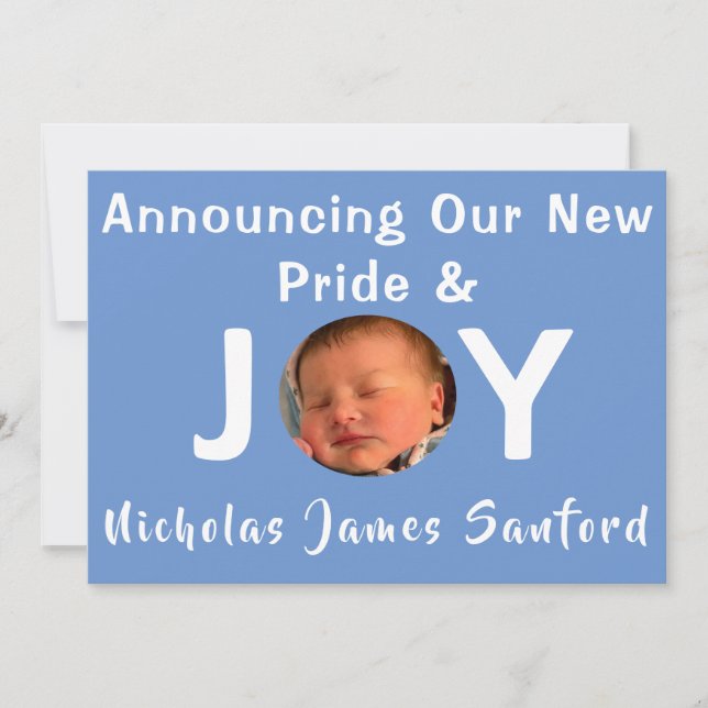 Anúncio de Foto do Orgulho e Joy Baby Boy (Frente)