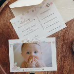 Anúncio de Foto do Pastel Winter Wonderland<br><div class="desc">Este design de Anúncio de Nascimento de Foto do Pastel Winter Wonderland é um adorável conto de fadas de açúcar pastel, com um fundo branco minimalista e limpo para texto preto e ouro marrom com escrita manual, criando um estilo moderno simples e neutro. Este arranjo clássico é adoçadamente embelezado com...</div>