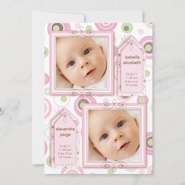 Anúncio de Foto em Bolinhas Rosa Gêmeas (Frente)