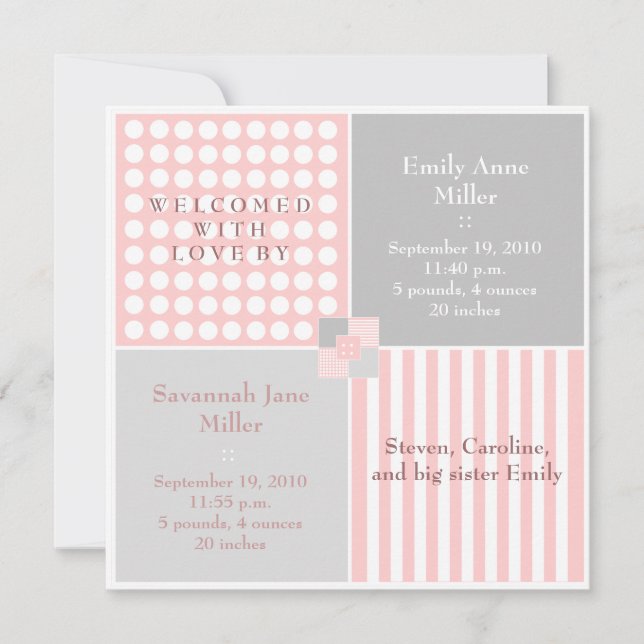 Anúncio de Foto Moderno Twin Rosa Bebê (Frente)