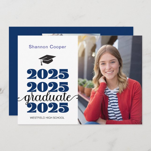 Anúncio de Foto para Graduação de Azul Cristão 202 (Frente/Verso)