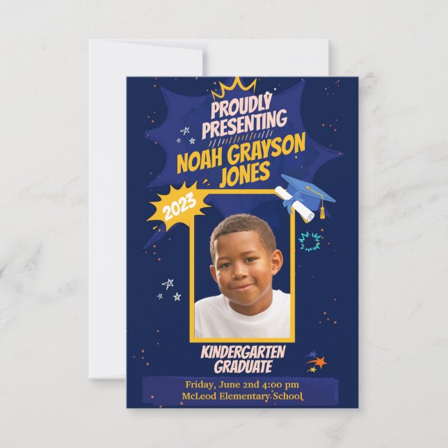 Anúncio de Foto Personalizada do Formando do Kinde (Frente)