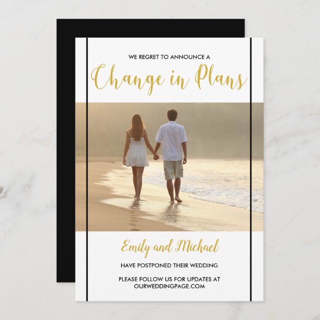 Anúncio de Foto Preto e Dourado de Casamento Adiad (Frente/Verso)