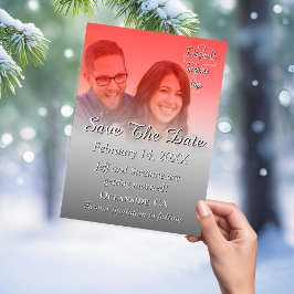 Anúncio de Foto Save The Date Vermelho Prata