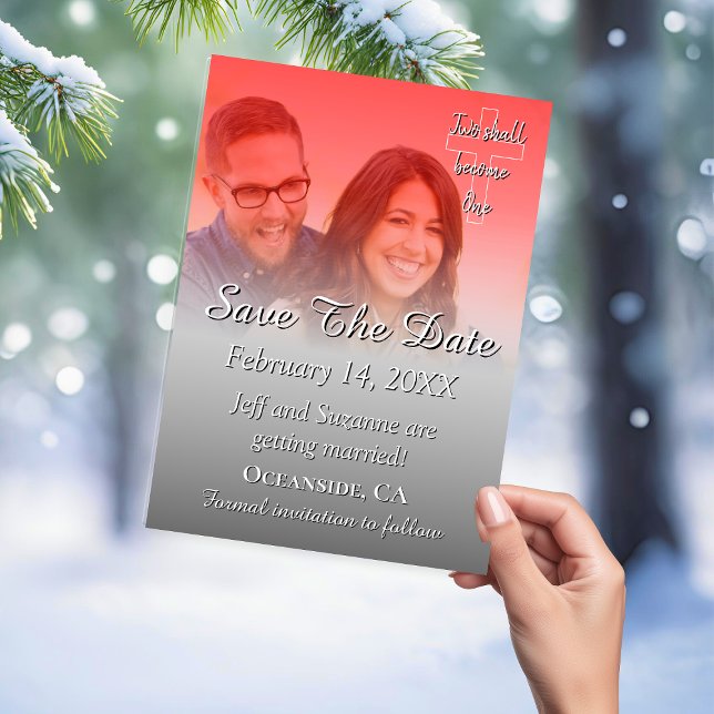 Anúncio de Foto Save The Date Vermelho Prata (Save The Date Photo Red Filter Announcement Card)