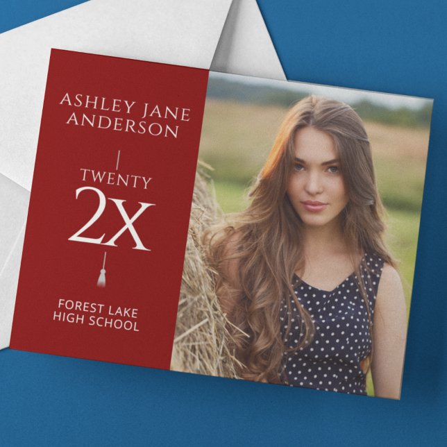 Anúncio de Foto Vermelha Crimson Graduação Chic (Criador carregado)