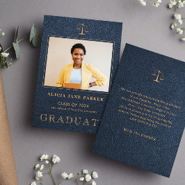 Anúncio de fotografia em ouro do marinho de gradua