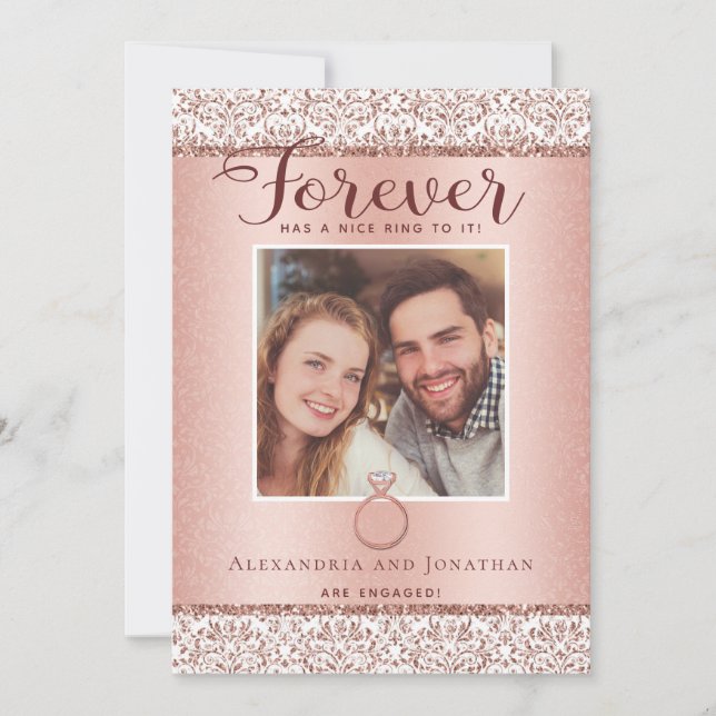 Anúncio de fotos do Noivado Dourado rosa (Frente)