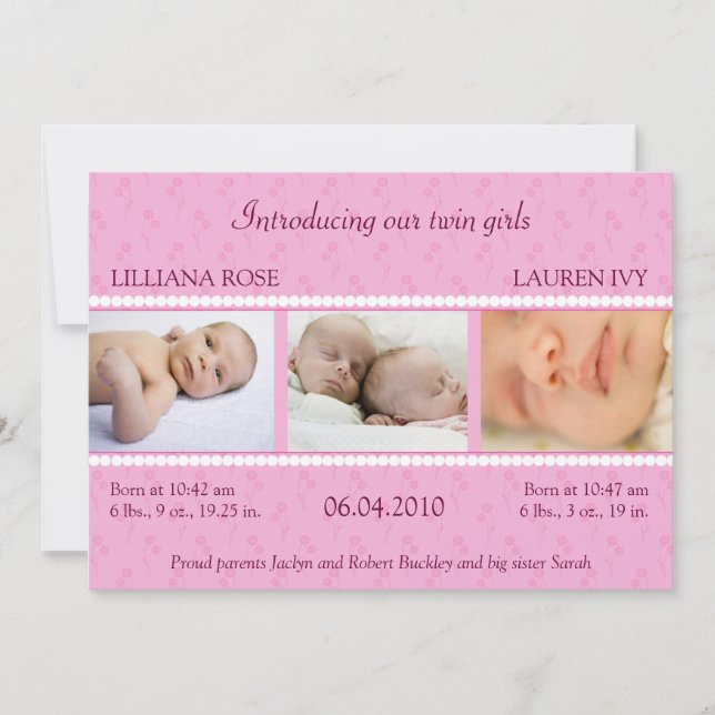 Anúncio de gêmeos cor-de-rosa (Frente)