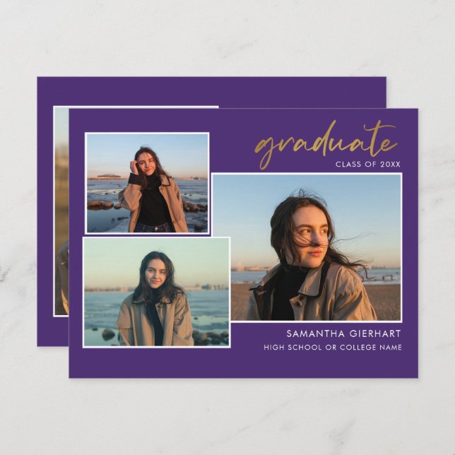 Anúncio de Graduação 2025 Fotos de Formando Roxo (Frente/Verso)
