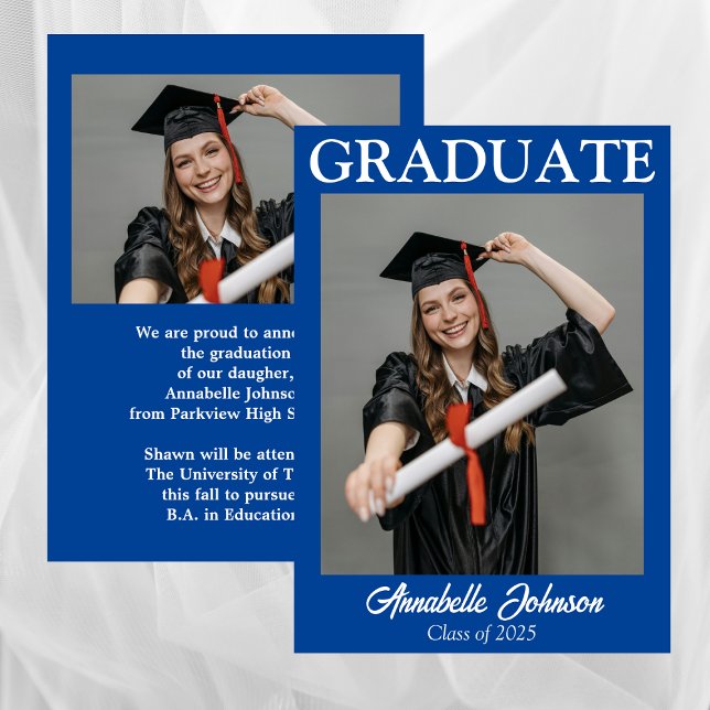 Anúncio de Graduação Azul de Foto Moderna (Criador carregado)