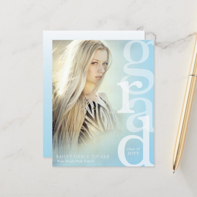 Anúncio de Graduação Azul de Orçamento de Sobrepos (Frente/Verso In Situ)