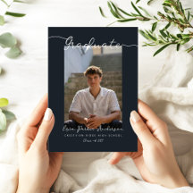 Anúncio de Graduação Azul Escuro Elegante com Foto