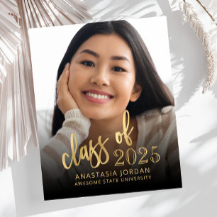 Anúncio de Graduação Budget Photo 2025 Gold Script