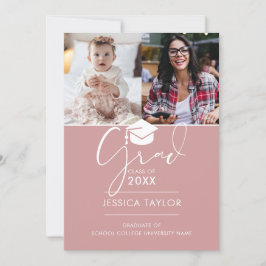 Anúncio de Graduação com 3 Fotos Pink Then And Now