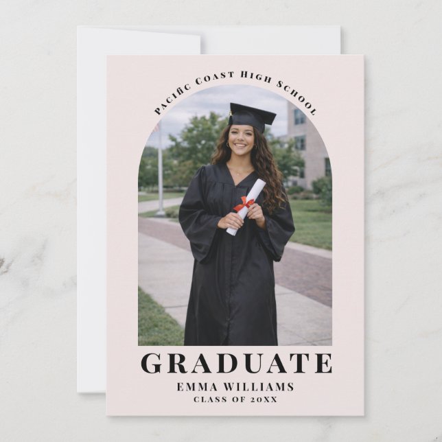 Anúncio de Graduação com Arco em Blush Moderno (Frente)