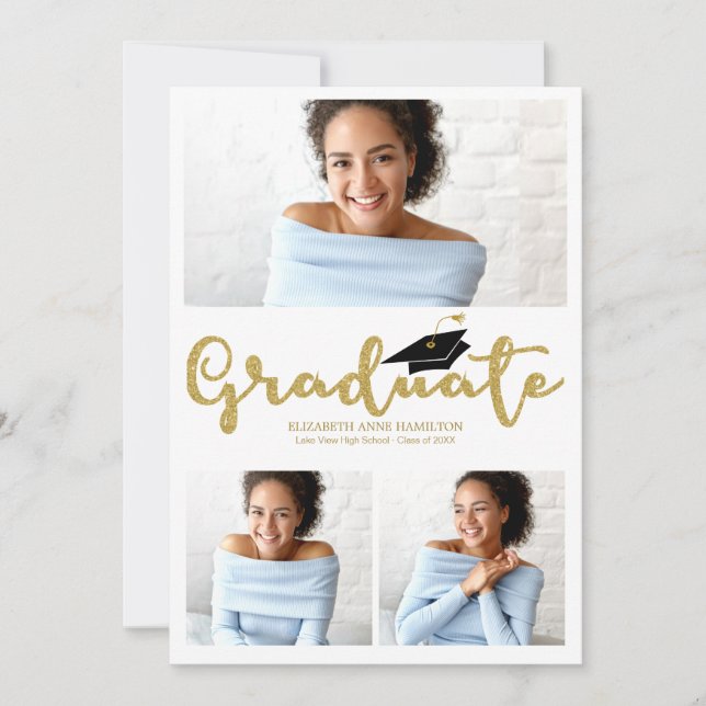 Anúncio de Graduação com Brilho de Foto do Ensino  (Frente)