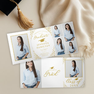 Anúncio de Graduação com Confete de Ouro Branco