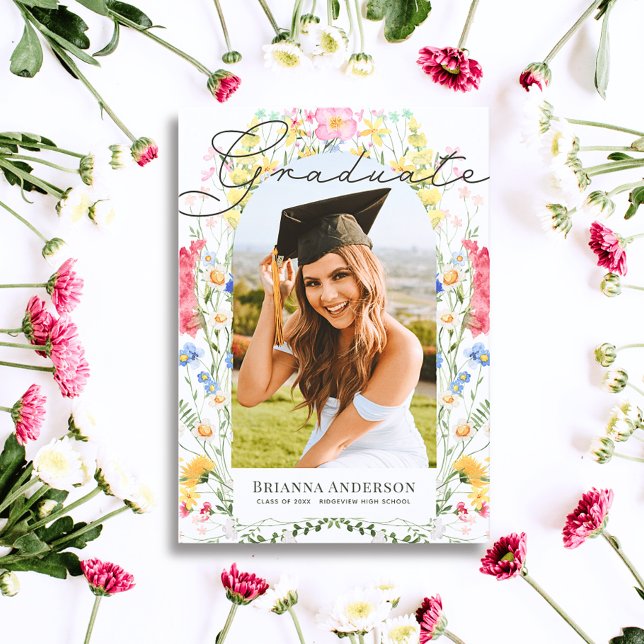 Anúncio de Graduação com Foto de Arco de Flor Silv (Criador carregado)