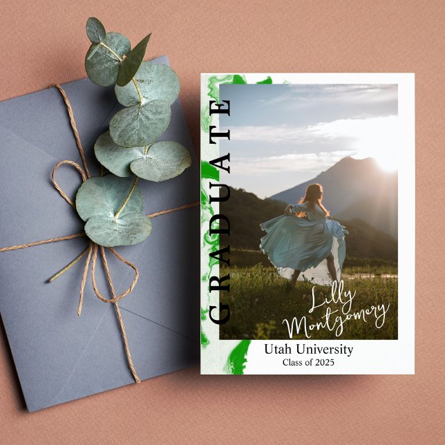 Anúncio de Graduação com Foto de Mármore Verde (Criador carregado)