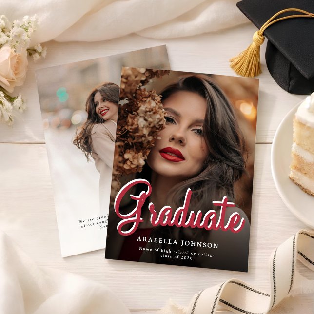 Anúncio de Graduação com Foto Dupla Face Moderna (Criador carregado)