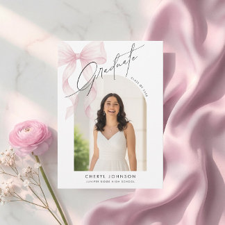 Anúncio de Graduação com Foto e Laço Rosa Elegante