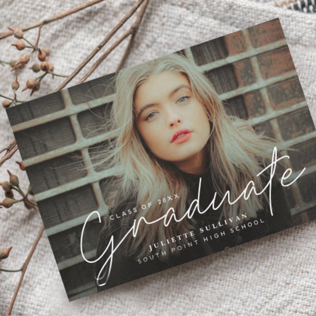 Anúncio de Graduação com Foto em Letra Elegante (Criador carregado)