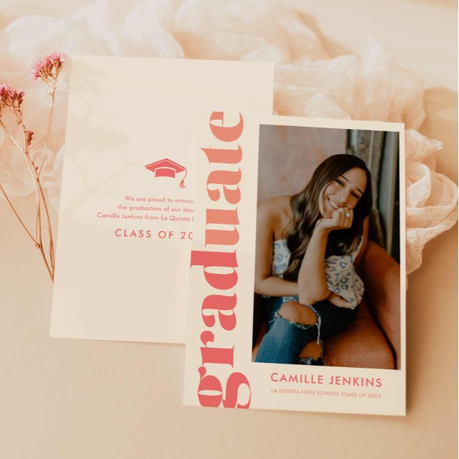 Anúncio de Graduação com Foto Simples Moderno (Modern Simple Photo Graduation Announcement Card)